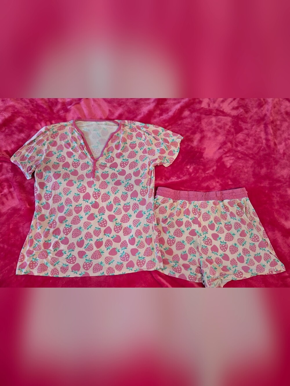 Little Sleepies Bamboo Viscose Women's Strawberry Print Short Set Size Large